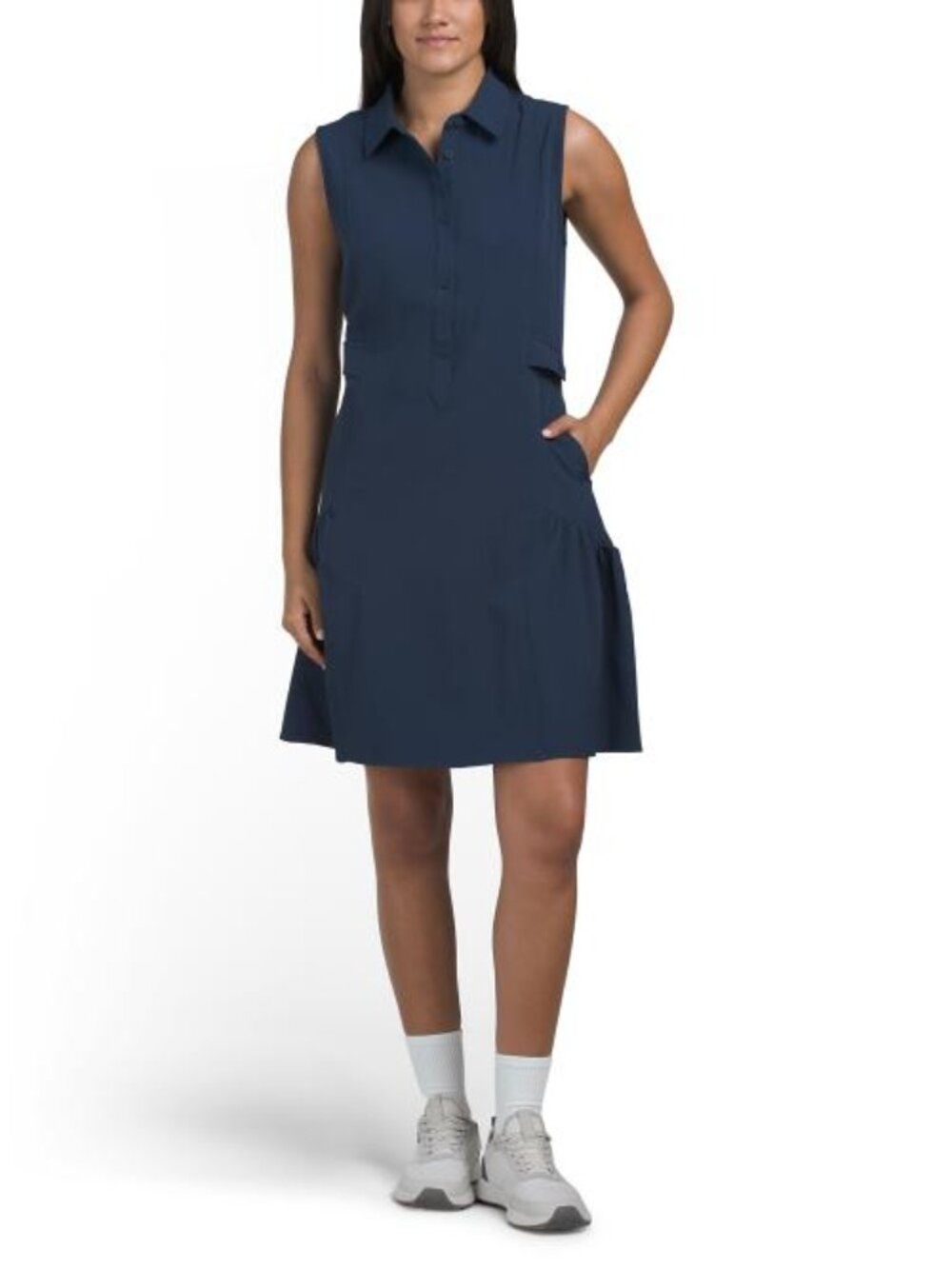 A PUTNAM Button Front Polo Collar Garden Mini Dress